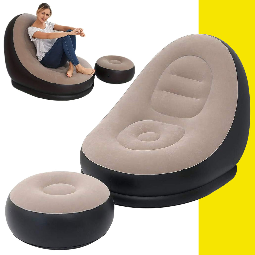 Silla Multifuncional Inflable con Reposa Pies - ¡Comodidad y Estilo en Cualquier Lugar!